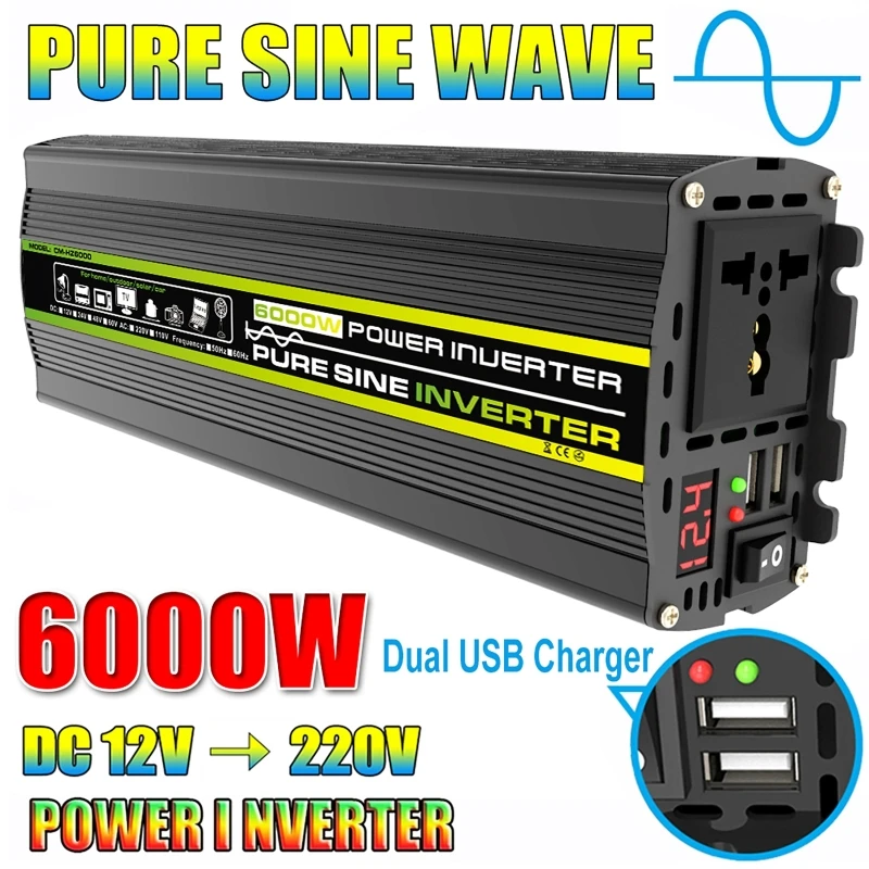 Outdoor Power Transformer - 6000W DC12/24V a AC 220V Onda